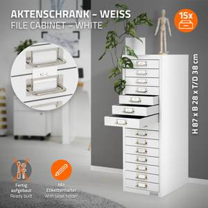 Aktenschrank mit 15 Schubladen Weiß