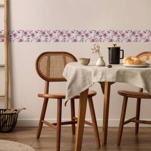 Bande Décorative Roses Fleurs Feuilles Gris - Mauve - Blanc - Papier - Textile - 10 x 300 x 300 cm