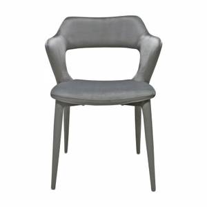 2 chaises velours gris accoudoirs -SWEET Gris