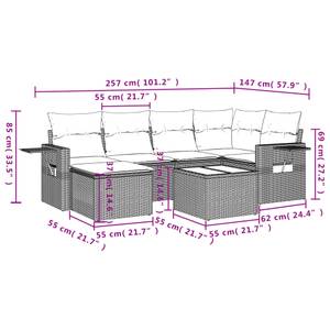 Gartensitzgruppe K1491(7-tlg) Schwarz - Massivholz - 69 x 62 x 55 cm