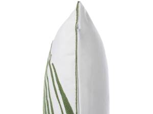 Coussin décoratif AZAMI Vert - Blanc - Fibres naturelles - 45 x 12 x 45 cm