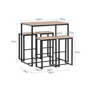 Table + 4 x Tabourets de Bar OGT15-N Bois