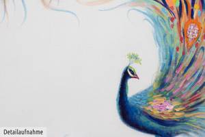 Acrylbild handgemalt Stolze Farbenpracht Massivholz - Textil - 80 x 80 x 4 cm