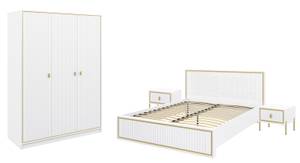 Schlafzimmer-Set LUXOR 4-teilig Weiß - Holzwerkstoff - 449 x 220 x 221 cm