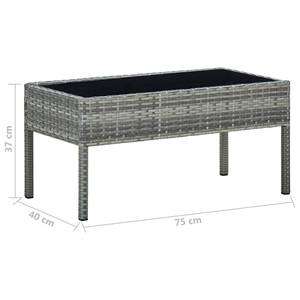 Gartentisch Grau - Metall - Polyrattan - 75 x 37 x 75 cm