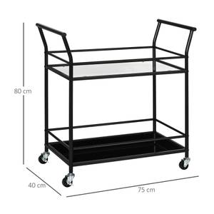 Küchenrollwagen 801-264BK Schwarz - Glas - 40 x 80 x 75 cm