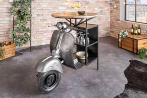 Bartisch UPCYCLING SCOOTER Schwarz - Braun - Silber - Metall - Holzart/Dekor - 120 x 116 x 77 cm