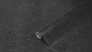 Tapete 3D Wallpaper Dark Hexagon Schwarz - Kunststoff - 68 x 1 x 400 cm