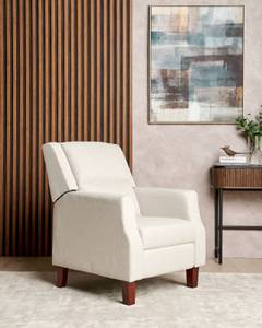 Fauteuil de relaxation EGERSUND Beige - Crème - Chêne foncé