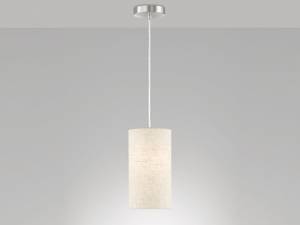 LED Pendelleuchte Esstischlampe Beige Beige - Silber - Metall - Textil - 16 x 150 x 16 cm