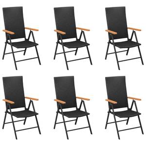 Salle à manger (lot de 7) 3060079 Noir - Bois manufacturé - Métal - Matière plastique - 90 x 74 x 150 cm