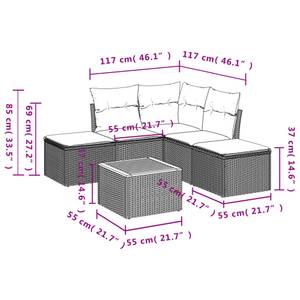 Gartensitzgruppe K1350(6-tlg) Grau - Massivholz - 69 x 62 x 62 cm