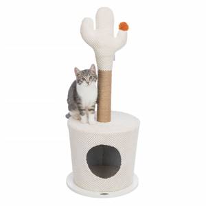 Poteau à gratter pour chat 444011 Blanc - Bois manufacturé - Textile - 36 x 84 x 36 cm