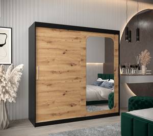 Armoire à portes coulissantes promo t2 Noir - Imitation chêne - Largeur : 200 cm - 2 porte