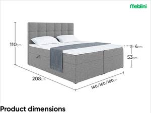 Boxspringbett Nils Grau - Breite: 160 cm - H4