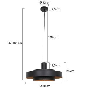 Pendelleuchte Flinter Schwarz - Metall - Kunststoff - 25 x 165 x 25 cm