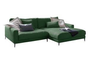 Ecksofa Canapé CARA Cordon Vert foncé - Angle à droite (vu de face)