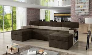 Ecksofa MARKO Beige - Braun - Ecke davorstehend rechts