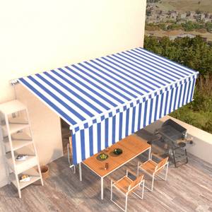 Auvent rétractable 3014348-2 Bleu - Blanc - Largeur : 600 cm