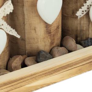 5 Teelichthalter Holzoptik mit Tablett Braun - Weiß - Holzwerkstoff - 40 x 14 x 13 cm