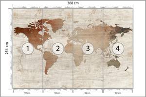 Papier Peint CARTE MONDE Imitation Bois 368 x 254 x 254 cm