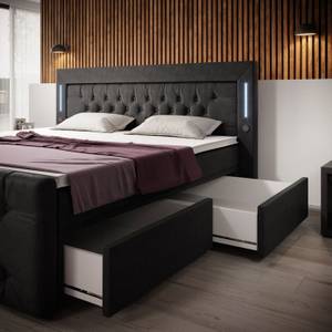 Boxspringbett Charme Schwarz - Breite: 140 cm - H3