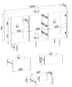 Wohnzimmer-Set RAVEN 3-teilig Schwarz - Holzwerkstoff - 421 x 83 x 38 cm