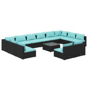 Garten-Lounge-Set (13-teilig) 3013634-1 Schwarz - Blau - Metall - Polyrattan - 60 x 30 x 60 cm