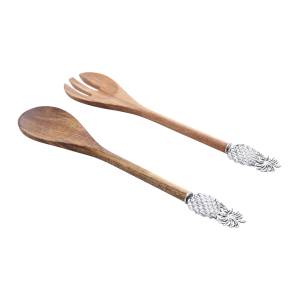 Ananas Servier-Set 25x7x2cm Braun - Holzwerkstoff - 7 x 2 x 25 cm