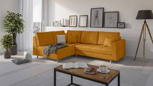 Skandinavisches Ecksofa Amber mit Hocker Gelb - Ecke davorstehend links