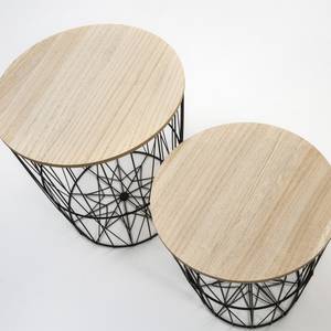 2 Tables Basses Guili Noir - Bois manufacturé - 40 x 41 x 40 cm