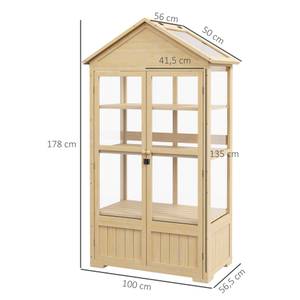 Frühbeet 84H-080V00ND Braun - Massivholz - 57 x 178 x 100 cm