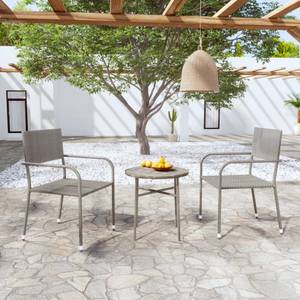 Garten-Essgruppe (3-teilig) 3013185 Grau - Kunststoff - Polyrattan - 45 x 45 x 45 cm