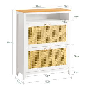 Armoire à Chaussures FSR127-W Blanc - Bois manufacturé - 75 x 98 x 30 cm