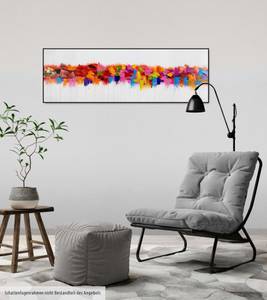 Tableau peint Jeu de couleur à l'horizon Bois massif - Textile - 120 x 40 x 4 cm