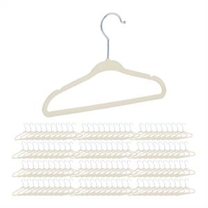 120 x Kinderkleiderbügel Samt beige Beige - Silber