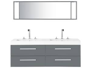 Badmöbel Set MALAGA 4-tlg Grau - Silber - Weiß - Holzwerkstoff - 140 x 48 x 47 cm