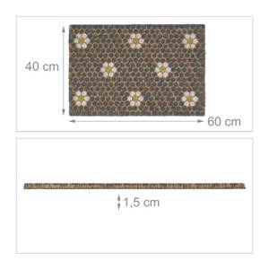 Paillasson coco fleurs Marron - Blanc - Fibres naturelles - Matière plastique - 60 x 2 x 40 cm