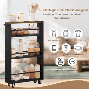 Küchenwagen Mandy Schwarz - Braun - Holzwerkstoff - Metall - 47 x 80 x 13 cm