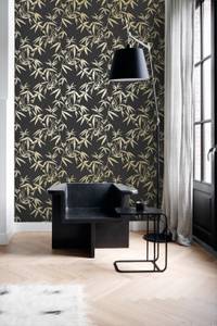 papier peint feuilles de bambou 7286 Noir - Fibres naturelles - Textile - 53 x 1005 x 1005 cm