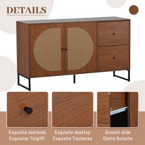 Buffet commode Coeus Ⅳ Marron - Bois manufacturé - Métal - Polyrotin - 40 x 75 x 130 cm