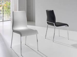 Chaise en simili cuir  et acier chromé Blanc - Cuir synthétique - Textile - 42 x 87 x 56 cm
