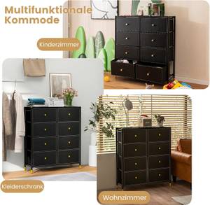 Stoffkommode VL32443NW Schwarz - Holzwerkstoff - 30 x 98 x 89 cm