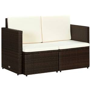 vidaXL 2-Sitzer-Gartensofa mit Auflagen Braun - Polyrattan - 118 x 74 x 118 cm