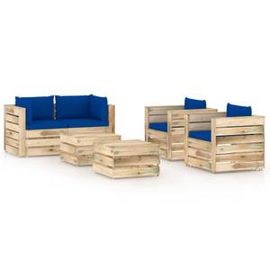 Garten-Lounge-Set Blau - Metall - Holzart/Dekor - 70 x 66 x 60 cm