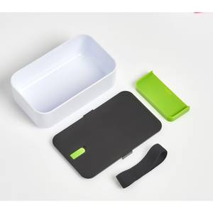 Lunchbox mit Fach, 19 x 12 x 6,5 cm Grün - Weiß - Kunststoff - 12 x 7 x 19 cm