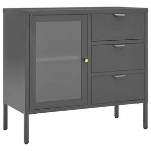 Sideboard BILAL Stahl u. Hartglas Grau Grau - Metall - 75 x 70 x 35 cm