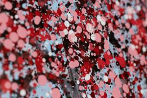 Acrylbild handgemalt Glorious Spring Blau - Pink - Massivholz - Textil - 60 x 90 x 4 cm