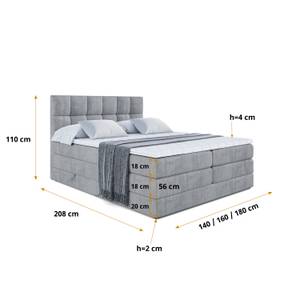 Boxspringbett RICAR KING Hellgrau - Breite: 120 cm