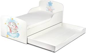 Moderne Lit Enfant Blanche Motif Bois manufacturé - 76 x 66 x 144 cm